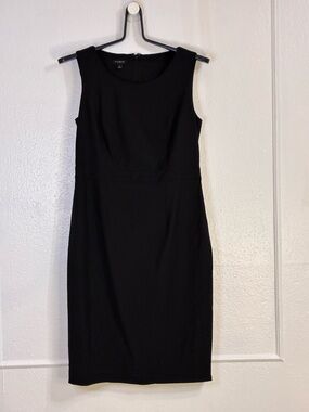 Talbots Black Sleeveless Luxe Wool Midi Sheath Dress Sz.2